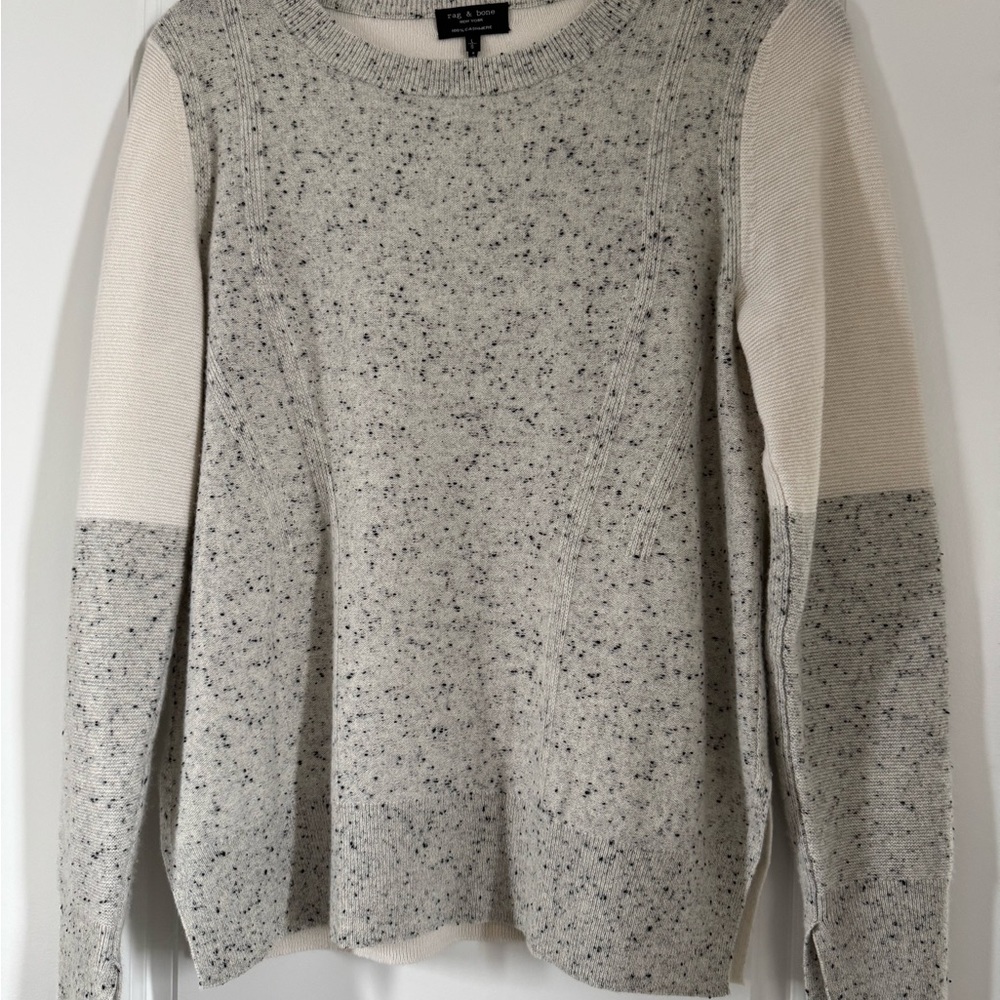 rag & bone Speckled Crewneck Sweater in Cream and Light Gray